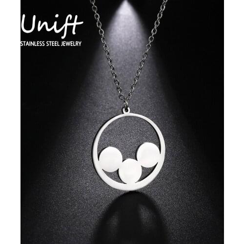 Unift Simple Exquisite Round Necklace Stainless Steel Lovely Discs in Circle Choker Womens Minimalist Jewelry Friend Gifts