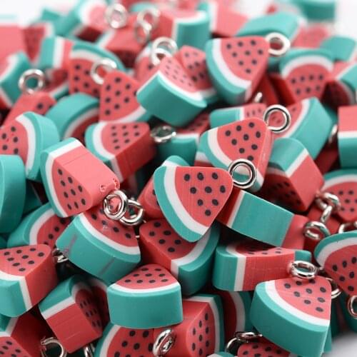 30-90Pcs/pack Cute Cartoons Watermelon Shape Polymer Clay Spacer Loose Beads For Necklace DIY Bracelet Earrings Accessories