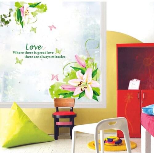 Removable lily self-adhesive wall sticker living room TV bedroom sofa background wall