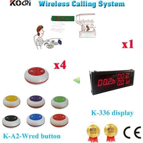 Restaurant Calling System Ycall Wireless Buzzer Paging Equipment Waiter Call 433.92 CE Passed( 1 display + 4 button)