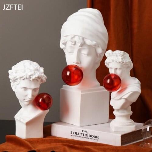 Nordic David Resin Sculpture Modern House Decoration Abstract Art Apollo Character Sculpture Blowing Model Bubbles Creative
