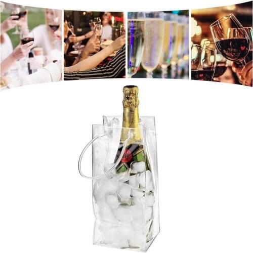 PVC Ice Cooler Bag Ice Bucket Bag Wine Beer Champagne Bucket Foldable Carrier Cooling Holder Chillers Frozen PVC Bag
