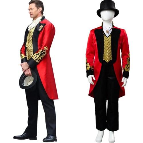 The Greatest Showman Cosplay P.T. Barnum Cosplay Costume Uniform Coat Hat for Kids Halloween Carnival Party Costume Children