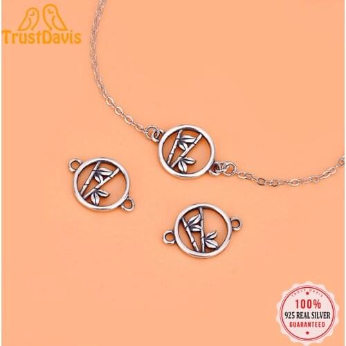 TrustDavis Real 925 Sterling Thia Silver Fashion Bamboo Charm Bracelet Pendant Handmade DIY Accessories Jewelry Wholesale HY063