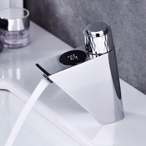 Smart Faucet Deck Mounted LED Digital Display Washbasin Hot and Cold Faucet Thermostatic Bathroom Mixer Tap Sink Taps
