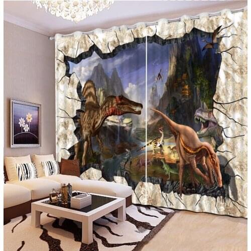 3D Curtain Decorative Curtain Ice Age Animals Dinosaur 3D Bathroom Shower Blackout Curtain Fabric Curtain Design Bathroom