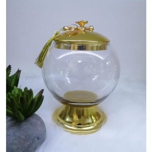 Zücev 20x15 cm Big size Flip Glass Sugar Bowl Gold