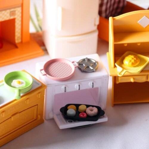 1set(4pcs) 1/12 Black Miniature Dollhouse Dish Plate Pretend Play Kitchen Cooking Toy Set Doll House Accessories