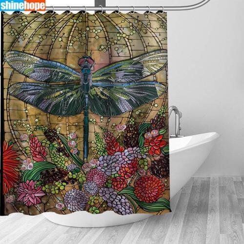 1PC Colorful Dragonfly Shower Curtains for Bathroom Polyester Shower Curtain Printing Curtain Cartoon Shower Curtains