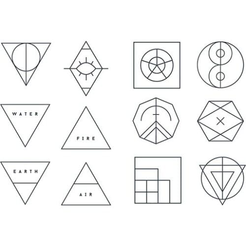 110MM×80MM simple geometric triangle 12 line geometric triangle polygon graphics literary men and women waterproof tattoo sticke