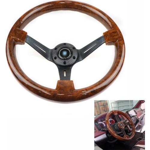 15 inch Car Steering Wheel ABS Wooden Deep Steering-Wheel 350mm Univewrsial Auto Accessiores For Subra Honda Toyota Golf Bmw