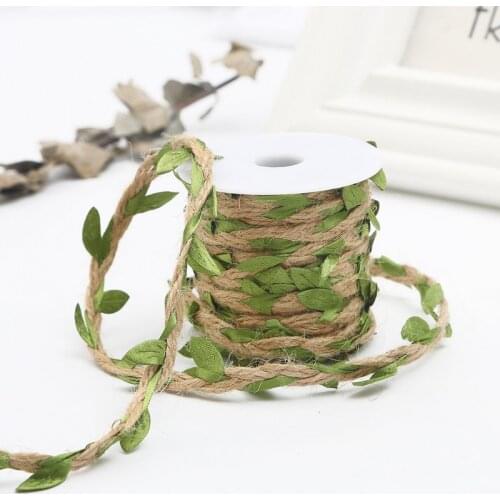 2M 5M Simulation Green Leaves Weaving Hemp Rope DIY Wedding Birthday Wedding Decoration Rattan Gift Bouquet Packaging Rope
