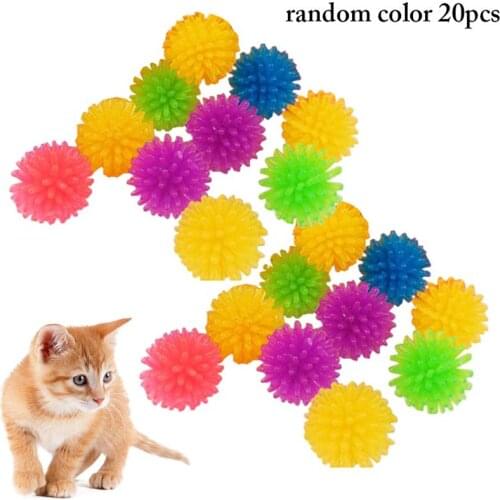 20PCS Cat Ball Toy Rubber Mini Spiky Bite Proof Ball Puppy Chew Toy Kitten Teething Toy Cat Interactive Toy Pet Toy Random Color
