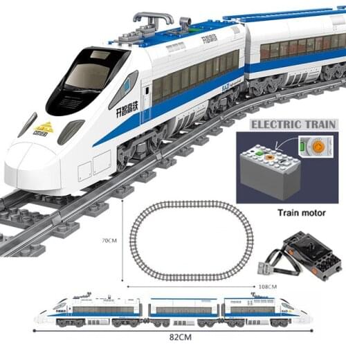 2020 Classic City Train Rail high-tech Battery Powered Electric High-speed Railway Building Blocks Bricks Toys For Kid gifts