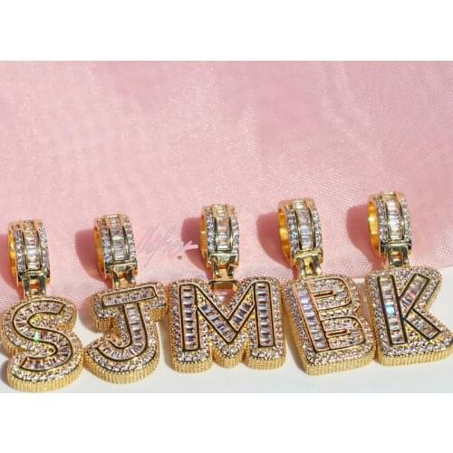 2020 Trend Letter Initial A-Z Zircon Pendant Necklace for Men Iced Out Rock Sugar Hip Hop Charms Fashion Fantastic Jewelry Gift