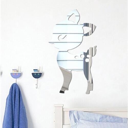 2021NEW Creative Runny Rabbit Mirror Metal Wall Mount Mirror Art Toilet Bathroom Decor High Quality Durable Nordic Style Mirror