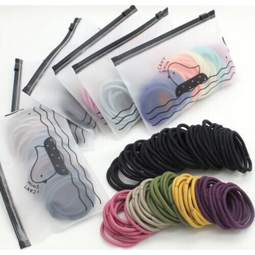 50pcs/pack 4 mm thick nylon hair bands for baby girls elastic black headband kids crunchy hair tie gum ponytail holder headbands