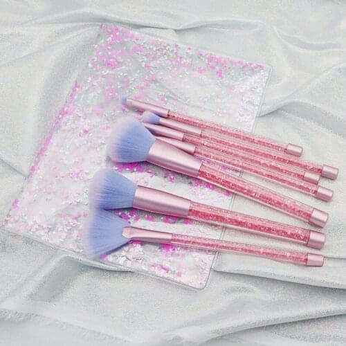 7 Pcs Glitter Diamond Crystal Handle Makeup Brushes Set Powder Foundation Eyebrow Face Make Up Brush Cosmetic Foundation Brush