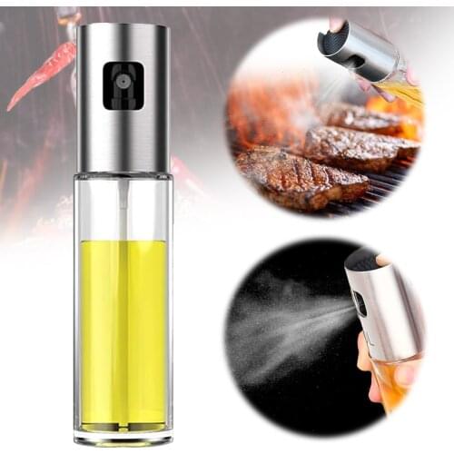 80ml Kitchen Stainless Steel Olive Oil Sprayer Bottle Pump Oil Pot Leak-proof Grill BBQ Sprayer Oil Dispenser BBQ Cookware Tools