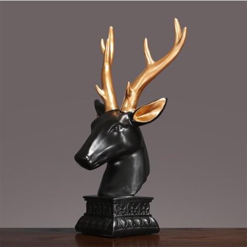 AMERICAN LUCKY DEER HEAD FURNISHINGS CRAFTS EUROPEAN DEER MODEL HOME TV CABINET MODEL ROOM SOFT DECORATION ORNAMENTS