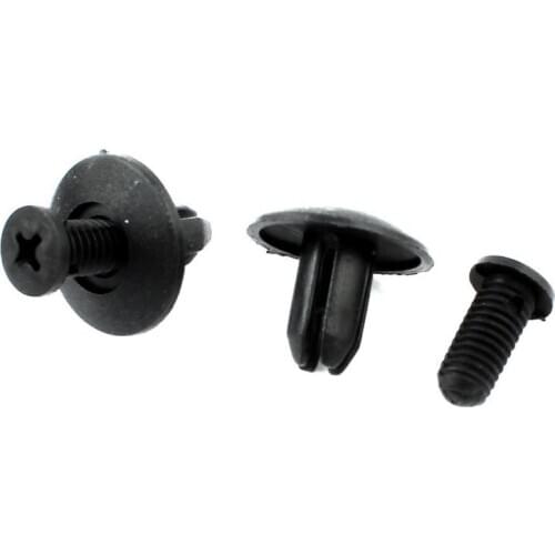 Auto 8 mm hole plastic rivet bumper mounting clip x 100 black 3
