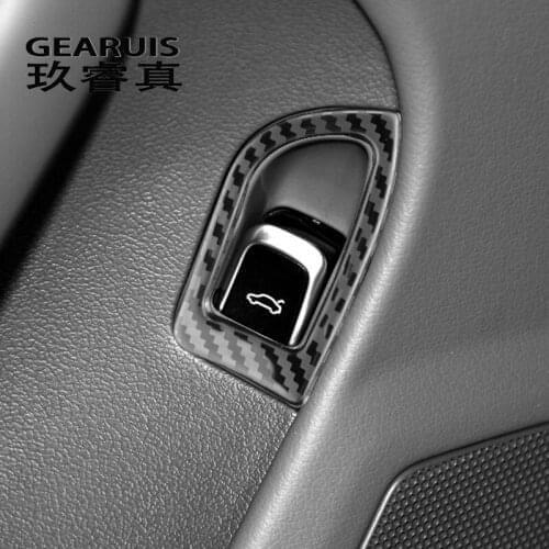 Car styling Carbon fiber for Audi A4 B8 A5 Rear Trunk Switch Control Button Decoration Frame Stickers cover Trim Auto Accessores
