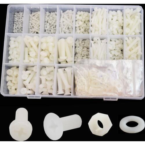 M2 M3 M4 M5 M6 White Nylon Flat Pan Head Machine Screw Cross Recessed Thread Plastic Round Countersunk Bolt Assortment Kit Set