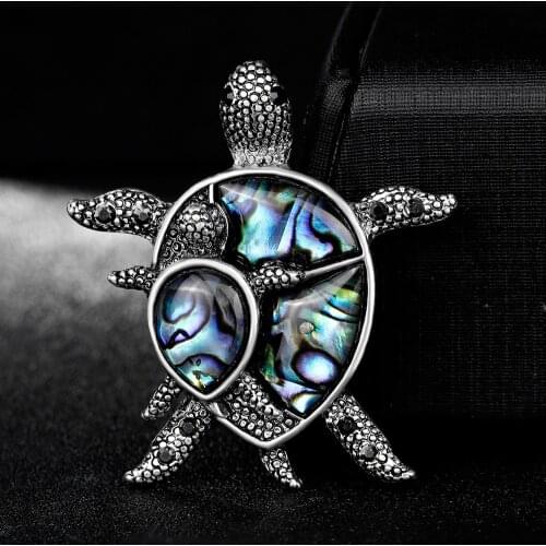 Natural Shell Turtle Brooches For Women And Men Alloy Couple Turtle Animal Brooch Pins For Suits Sweater Dress Hat Scarf Pins