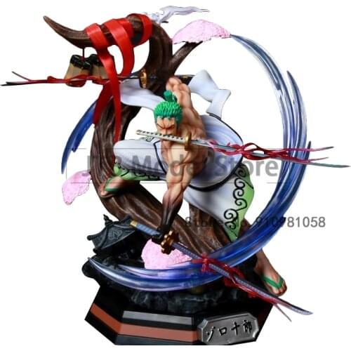 One Piece Figure Anime GK Roronoa Zoro Figma 39CM Oversized Model Desktop Collection Decoration Can Shine Toys For Children Gift