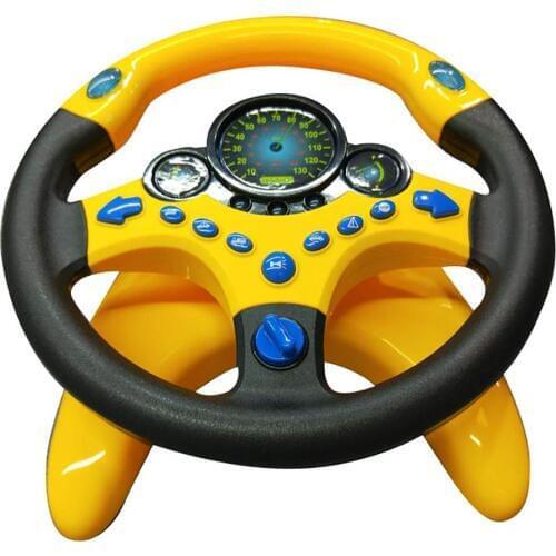 Kids Steering Wheel Toy Pretend Play Electric Steering Driving Wheel Sound Light Education Kids Toy Gift With Suction Cups