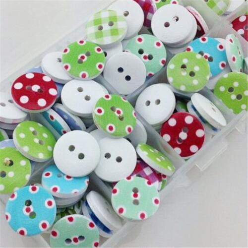 15mm Dots Wood Buttons Sewing Kids Craft Mix Lots Scrapbooking 100pcs WB18