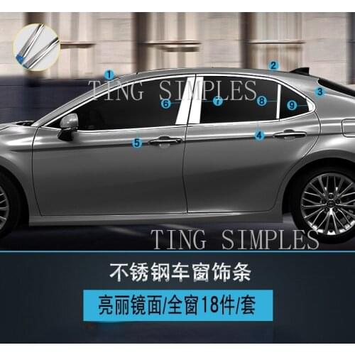 For toyota camry 2018 2019 2020 Special body door edge bright strip for refitting stainless steel window trim strip accessories