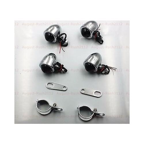 Chrome/Smoke TURN SIGNALS Fork Clamps Shock Bracket Relocater Holder Cafe Racer