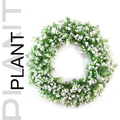 Artificial Green Leaves Wreath With Metal Hanger Artificial Wreath With Flowers For Photography Wall Decor Home Decoration