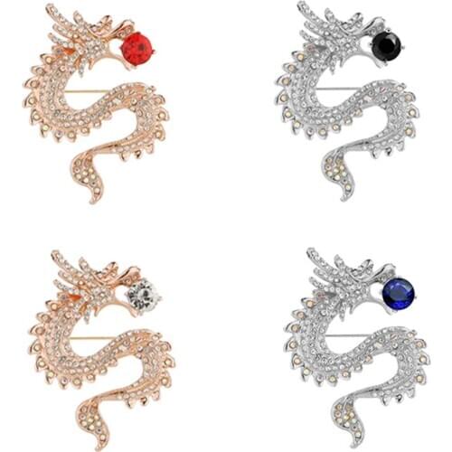 Classic flying dragon temperament jewelry enamel badge men and women gift mouth with jewelry suit shirt pin lapel brooch gift