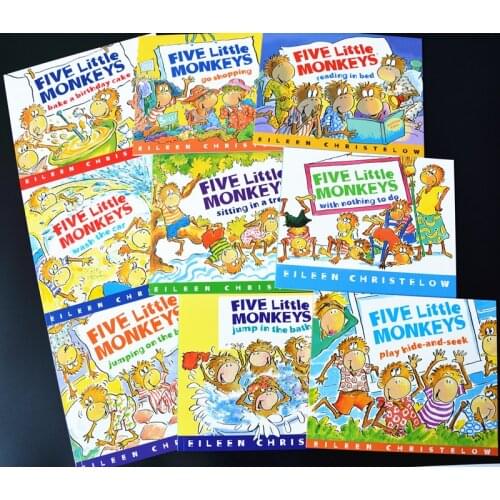 The Five little monkeys 9 volumes Liao Caixing English story picture book children early education