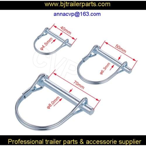 ROUND WIRE LOCK PINS 6.3MM BRIGHT ZINC PLATED, ROUND LOCKS STUDS, wire locking hitch pin TRAILER PARTS
