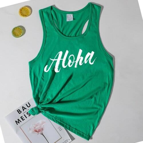 Hawaii Tank Top Women Plus Size Clothes Summer Clothing Tops Harajuku Fashion Women Hawaii Beach Letters Tanks New L