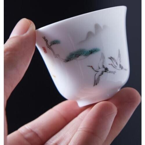 4pcs/set Drinkware White Color 40-55ml Living Room Drinking Tool Porcelain Kungfu Tea Cup Teaware Household Master Cup