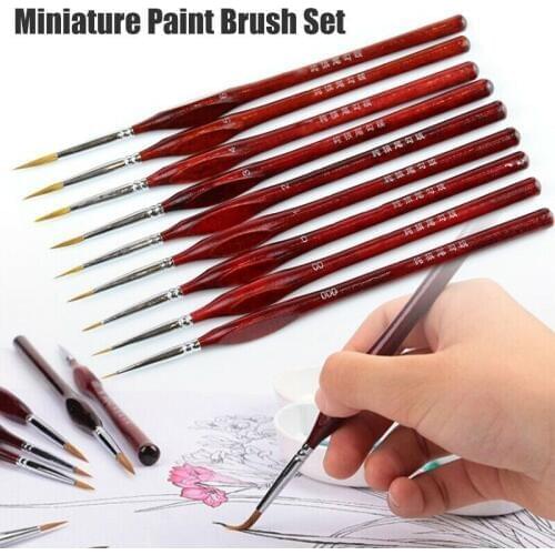 9Pcs/Set Miniature Paint Brush Kit Professional Sable Hair Fine Detail Art Model Tools UD88