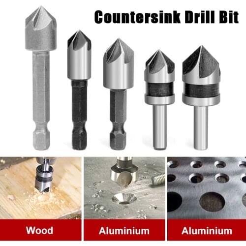 5 PCS Countersink Drill Bit Set Industrial Countersink Drill Bit Set Woodworking Drill Bits Metal Working Tools Hand Tool
