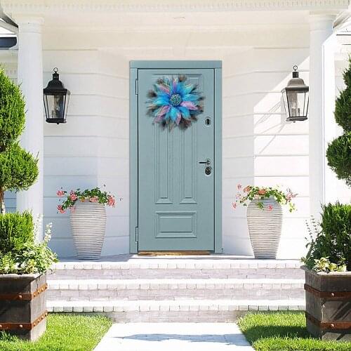 Wall Decor Home Peacock Feathers Wreath Decorative Pendant Hanging Ornament for Wall Tree Window