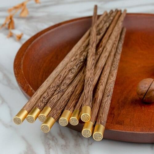 Natural mahogany chopsticks non-slip non-lacquered solid tableware for Japanese family hotel restaurant japanese kitchen