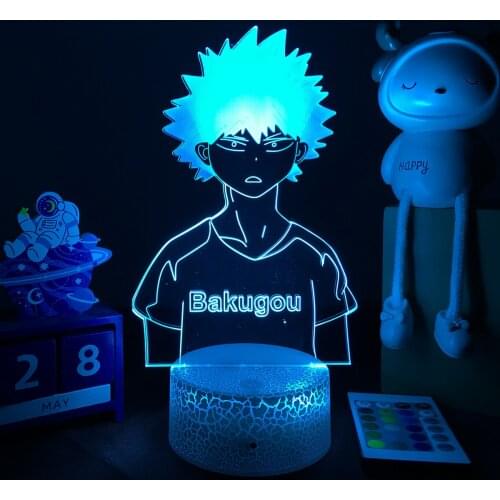 3D Anime Night Light My Hero Academia Bedside Lamp for Bedroom Decor Boys Birthday Gift Manga Gadget Katsuki Bakugo Figure Lamps