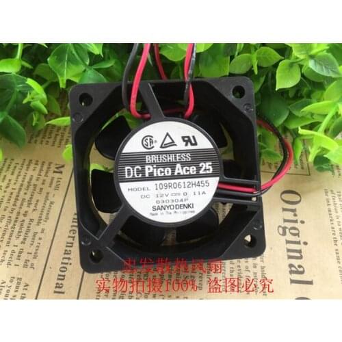 Original SANYO 109R0612H455 6025 12V 0.11A 2 wire dual ball 6 cm computer cooling fan