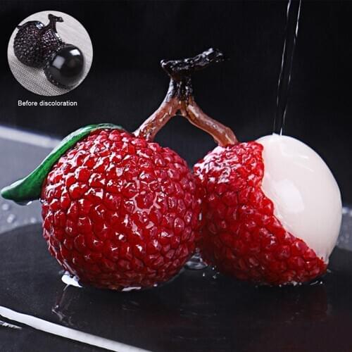 Resin Color Change Litchi Tea Pet Home Table Discolour Accessories Decoration Cute Table Decoration Color Change Tea Pet Display