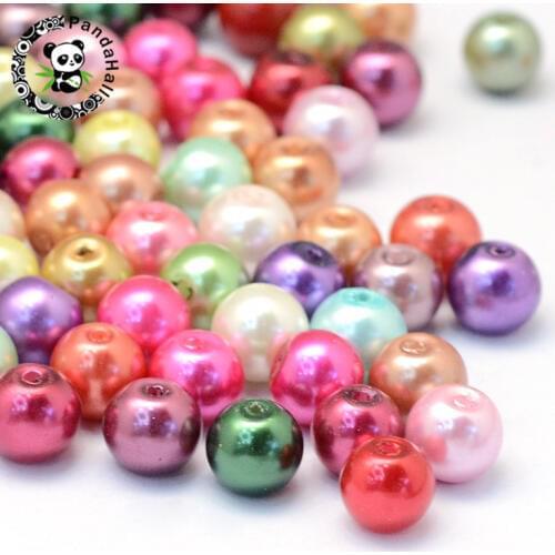 500g 4/6/8/10/12mm Mixed Color Baking Painted Pearlized Glass Pearl Round Bead Strands for Jewelry Making Hole: 1mm