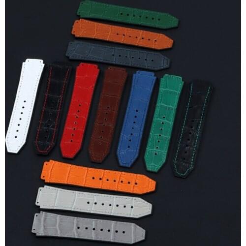 Blue Red White 25*19mm real cow leather Rubber Watchband for Hublot strap for Big Bang belt Watch band butterfly Buckle tools