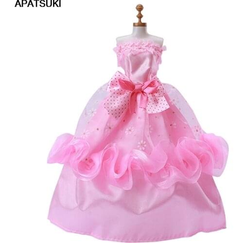 Pink Floral Doll Dresses Bowknot Dolls Clothes For Barbie Doll Outfits Dancing Costumes 1/6 Dolls Accessories Kids & Baby Toys