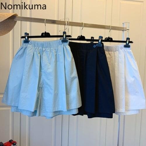 Nomikuma Causal Solid Shorts for Women Stretch High Waisted Bottoms Korean Summer 2021 New Short Feminimos 6H851
